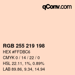 Color code: RGB 255 219 198 | qconv.com