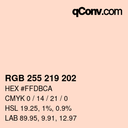 Color code: RGB 255 219 202 | qconv.com