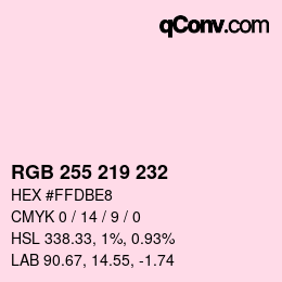 Color code: RGB 255 219 232 | qconv.com