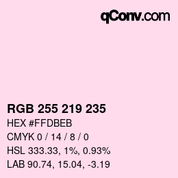 Color code: RGB 255 219 235 | qconv.com