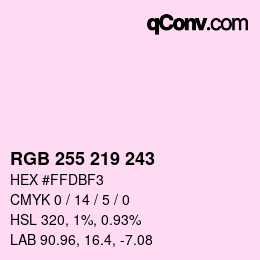 Color code: RGB 255 219 243 | qconv.com