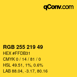 Código de color: RGB 255 219 49 | qconv.com