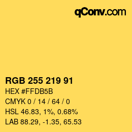 Color code: RGB 255 219 91 | qconv.com