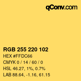 Color code: RGB 255 220 102 | qconv.com