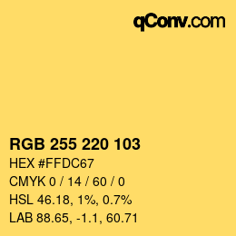 Color code: RGB 255 220 103 | qconv.com