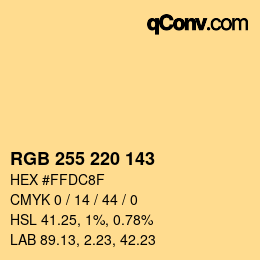 Color code: RGB 255 220 143 | qconv.com