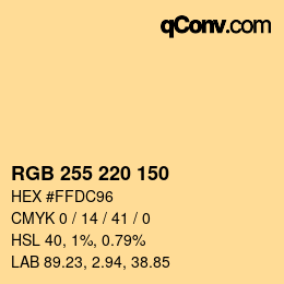 Color code: RGB 255 220 150 | qconv.com