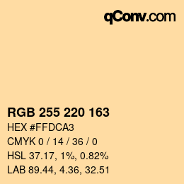 Color code: RGB 255 220 163 | qconv.com