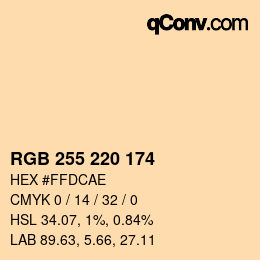 Color code: RGB 255 220 174 | qconv.com
