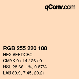 Color code: RGB 255 220 188 | qconv.com