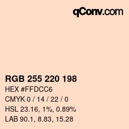 Color code: RGB 255 220 198 | qconv.com