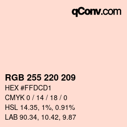 Color code: RGB 255 220 209 | qconv.com