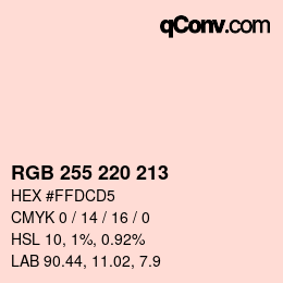 カラーコード: RGB 255 220 213 | qconv.com