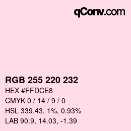 Color code: RGB 255 220 232 | qconv.com