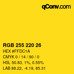 Color code: RGB 255 220 26 | qconv.com