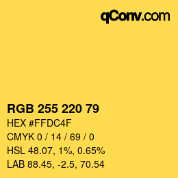 カラーコード: RGB 255 220 79 | qconv.com