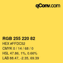 Color code: RGB 255 220 82 | qconv.com