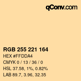 颜色代码: RGB 255 221 164 | qconv.com