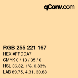 颜色代码: RGB 255 221 167 | qconv.com
