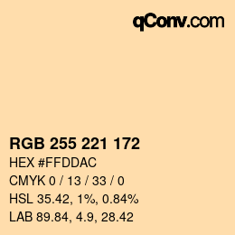Color code: RGB 255 221 172 | qconv.com