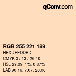 颜色代码: RGB 255 221 189 | qconv.com