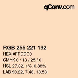 Color code: RGB 255 221 192 | qconv.com