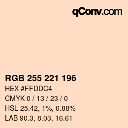 颜色代码: RGB 255 221 196 | qconv.com