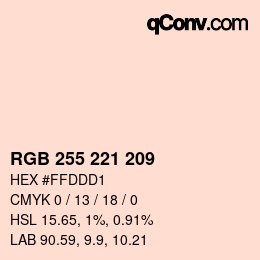颜色代码: RGB 255 221 209 | qconv.com