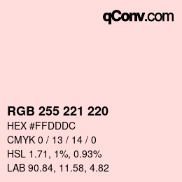 Color code: RGB 255 221 220 | qconv.com