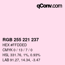 颜色代码: RGB 255 221 237 | qconv.com