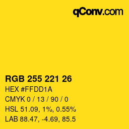 Color code: RGB 255 221 26 | qconv.com