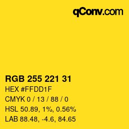 颜色代码: RGB 255 221 31 | qconv.com
