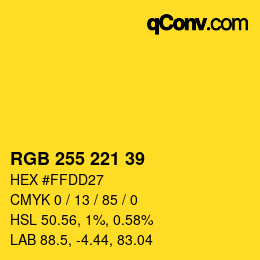 Color code: RGB 255 221 39 | qconv.com