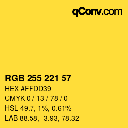 颜色代码: RGB 255 221 57 | qconv.com