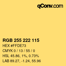 Color code: RGB 255 222 115 | qconv.com