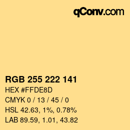 Código de color: RGB 255 222 141 | qconv.com