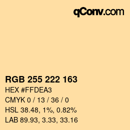 Color code: RGB 255 222 163 | qconv.com