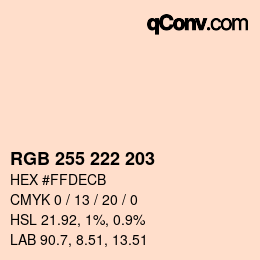 颜色代码: RGB 255 222 203 | qconv.com
