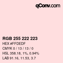 Code couleur: RGB 255 222 223 | qconv.com