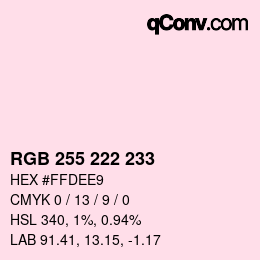 Color code: RGB 255 222 233 | qconv.com