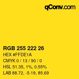 Color code: RGB 255 222 26 | qconv.com