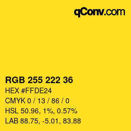 Color code: RGB 255 222 36 | qconv.com