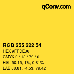 カラーコード: RGB 255 222 54 | qconv.com