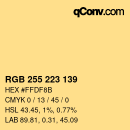 カラーコード: RGB 255 223 139 | qconv.com