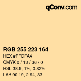 Color code: RGB 255 223 164 | qconv.com