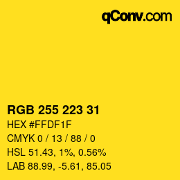 颜色代码: RGB 255 223 31 | qconv.com
