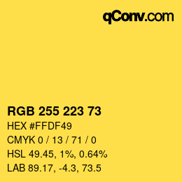 カラーコード: RGB 255 223 73 | qconv.com