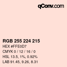 Código de color: RGB 255 224 215 | qconv.com