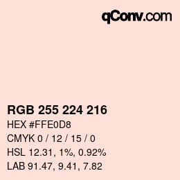 カラーコード: RGB 255 224 216 | qconv.com