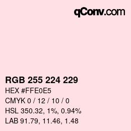 Color code: RGB 255 224 229 | qconv.com